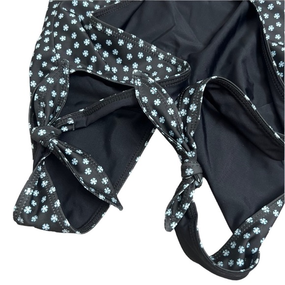 NWT Daughters of Summer Black Floral Print Adjustable Tie One Piece - Size XS - Picture 7 of 7